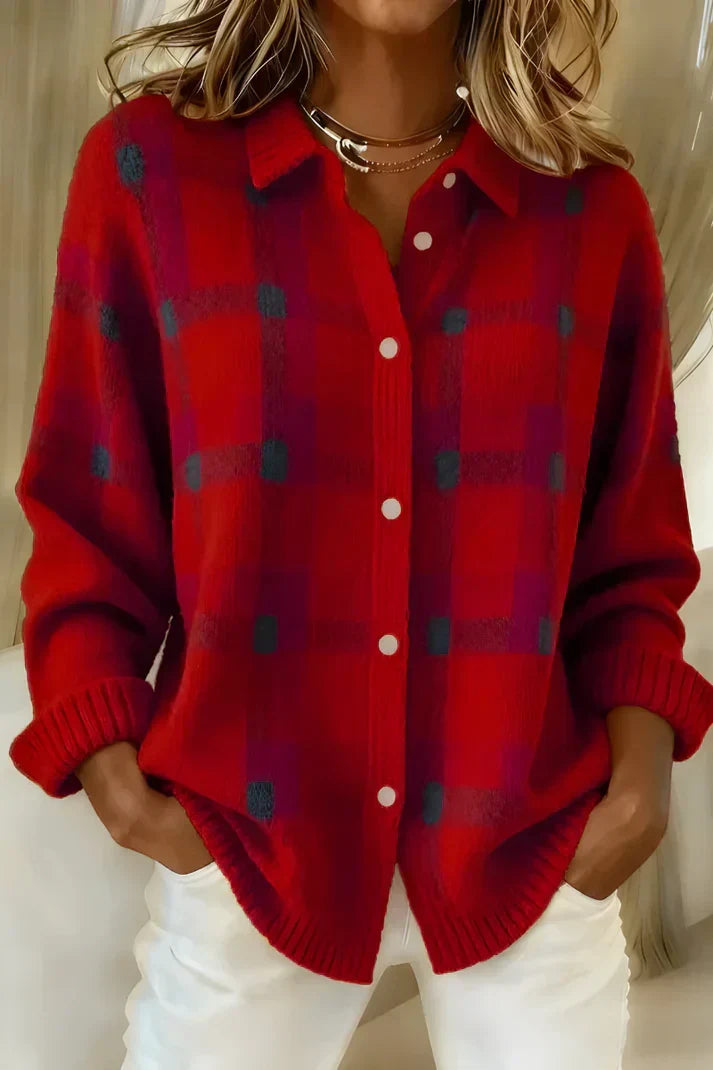 Kamelie | Eleganter &amp; Gemütlicher Karierter Cardigan