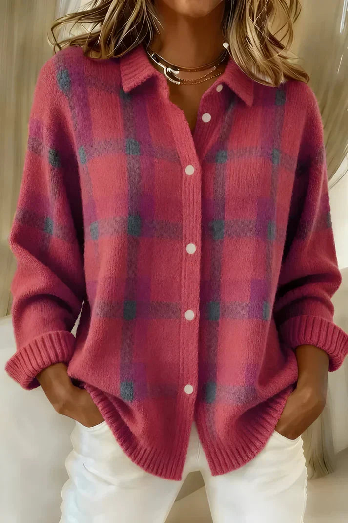 Kamelie | Eleganter &amp; Gemütlicher Karierter Cardigan
