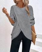 Sandra | Pullover in einfarbig mit Rundhals und Schlitz