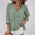 Damen Bluse mit Knopfverschluss und lockerer Passform aus atmungsaktivem Stoff