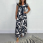 Women's V-Neck Jumpsuit with Ruffle Sleeves and Wide Legs
