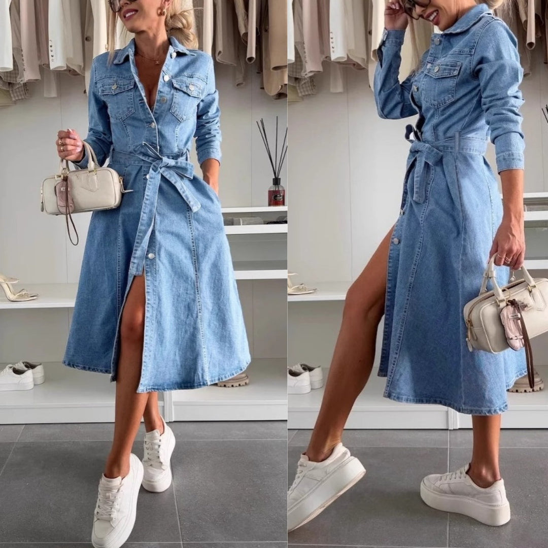 Emily | Maxi Denim Dress Long Sleeves