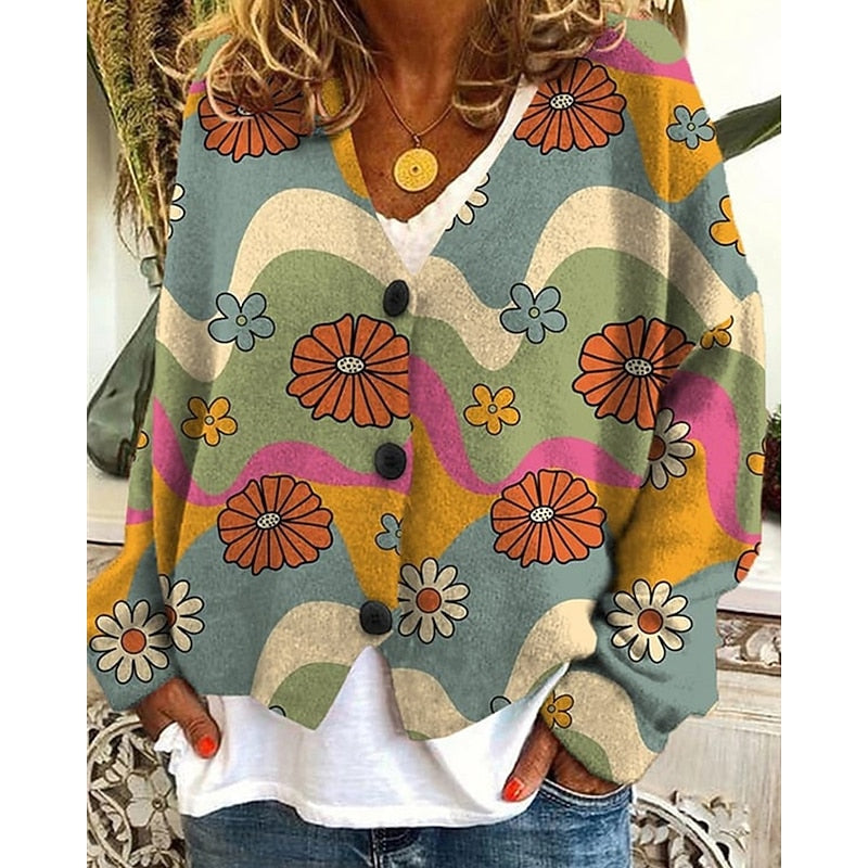 Hazel | Floraler Offener Cardigan