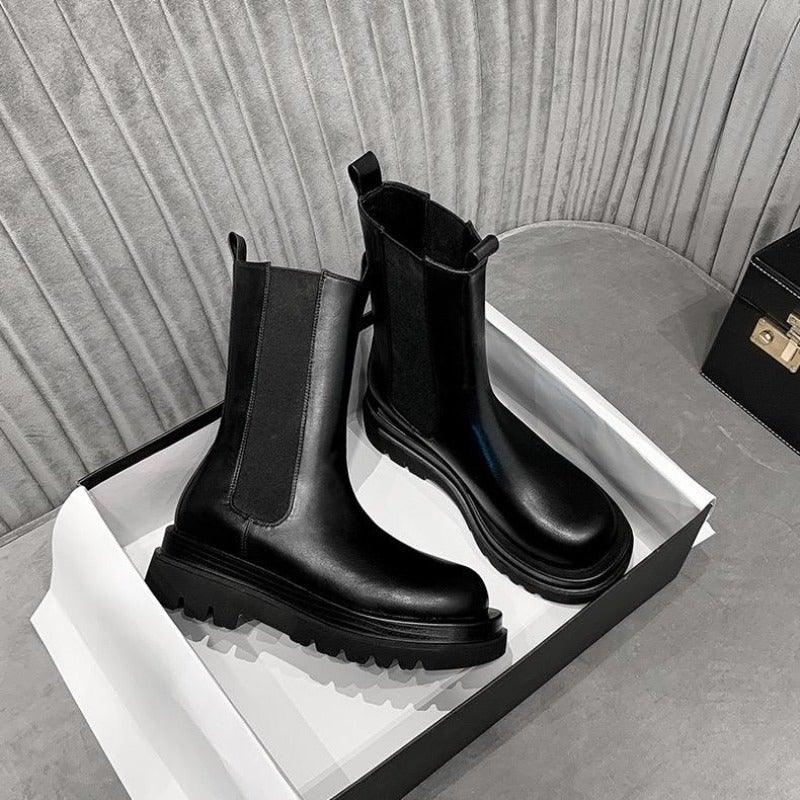 Damen Klassische Stiefel mit mittlerer Höhe und robuster Sohle