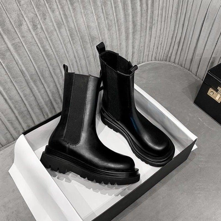 Damen Klassische Stiefel mit mittlerer Höhe und robuster Sohle