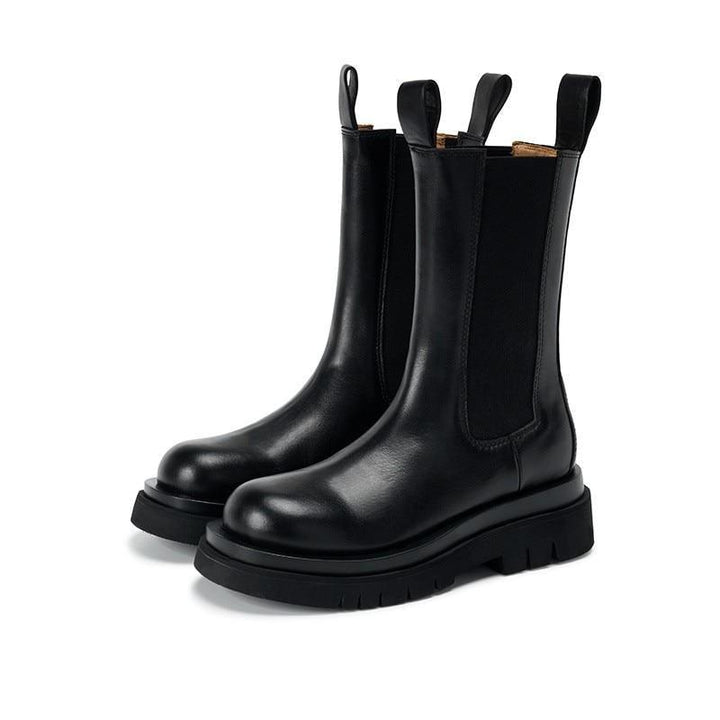 Damen Klassische Stiefel mit mittlerer Höhe und robuster Sohle
