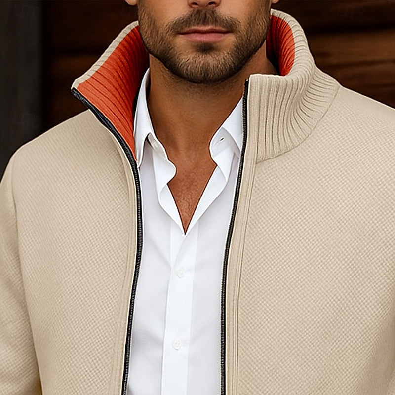 Walfried | Herren Strickjacke mit Stehkragen