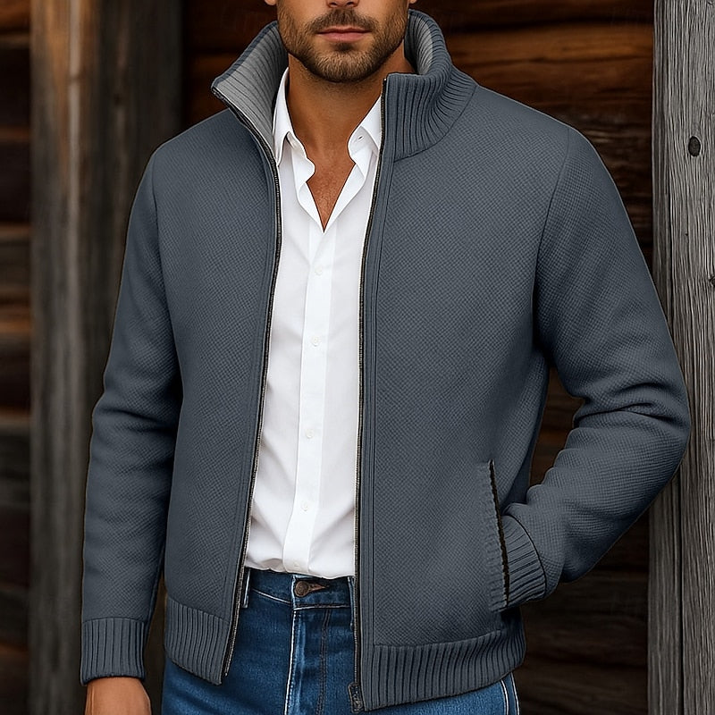Walfried | Herren Strickjacke mit Stehkragen