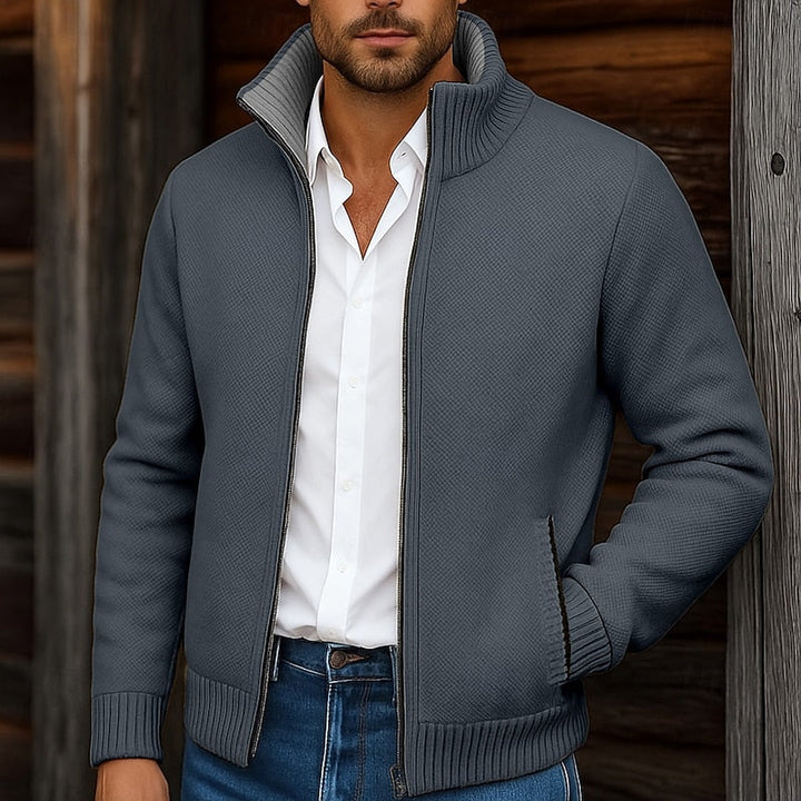 Walfried | Herren Strickjacke mit Stehkragen