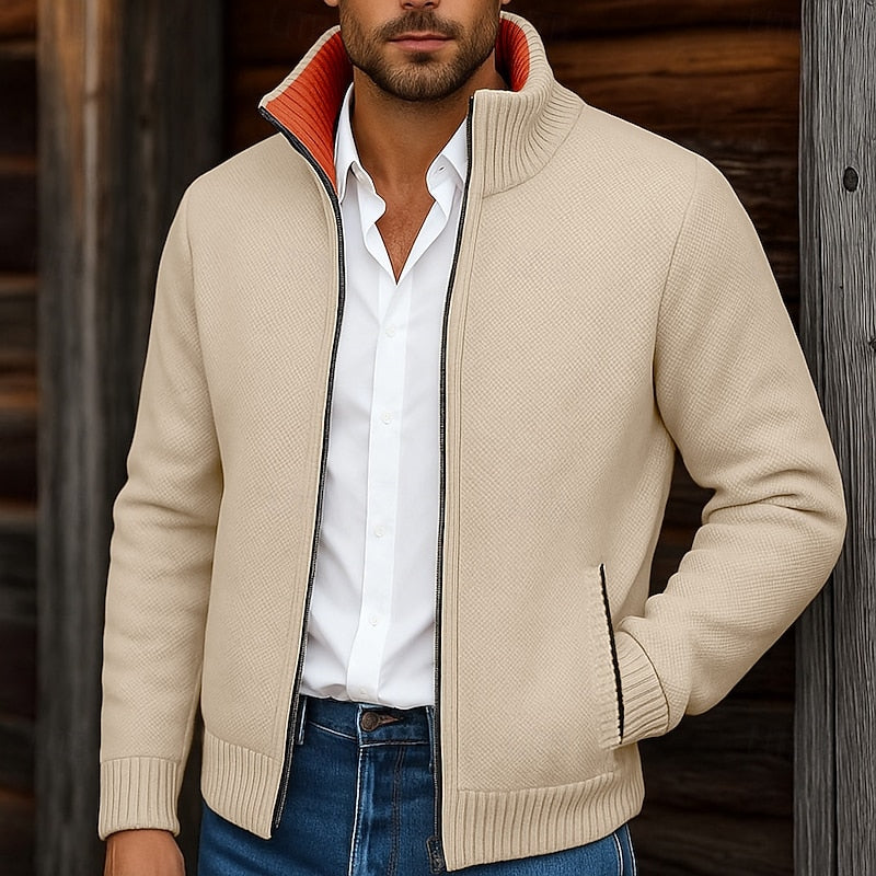 Walfried | Herren Strickjacke mit Stehkragen