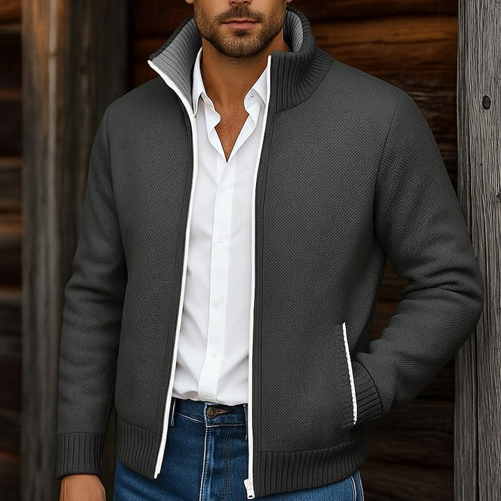 Walfried | Herren Strickjacke mit Stehkragen