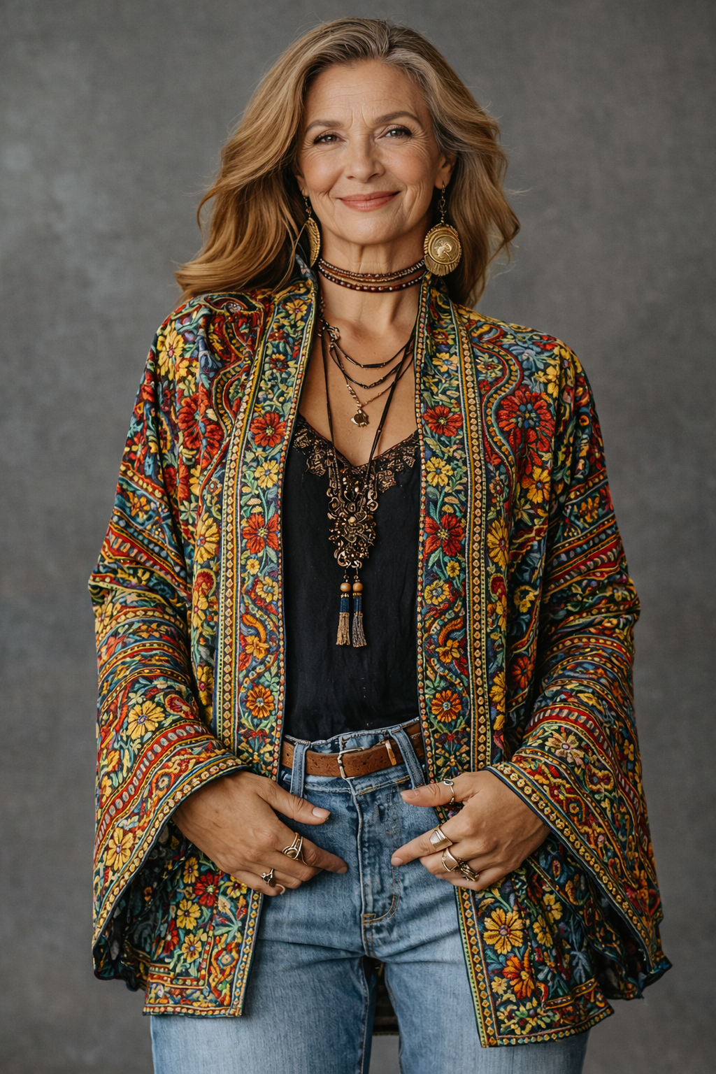 Amelie | Stilvoller Samt-Touch Bohemian Cardigan