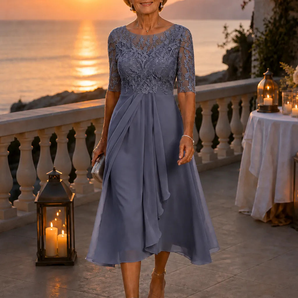 Robe pour femme | Midi haut en dentelle à manches courtes
