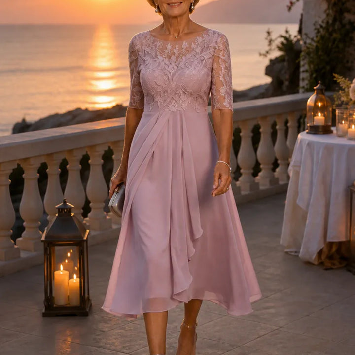 Robe pour femme | Midi haut en dentelle à manches courtes