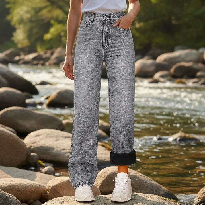 Jean pour femme | Coupe droite doublée polaire