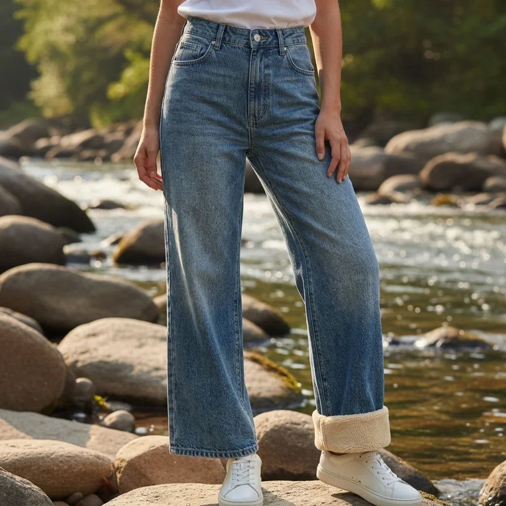 Jean pour femme | Coupe droite doublée polaire