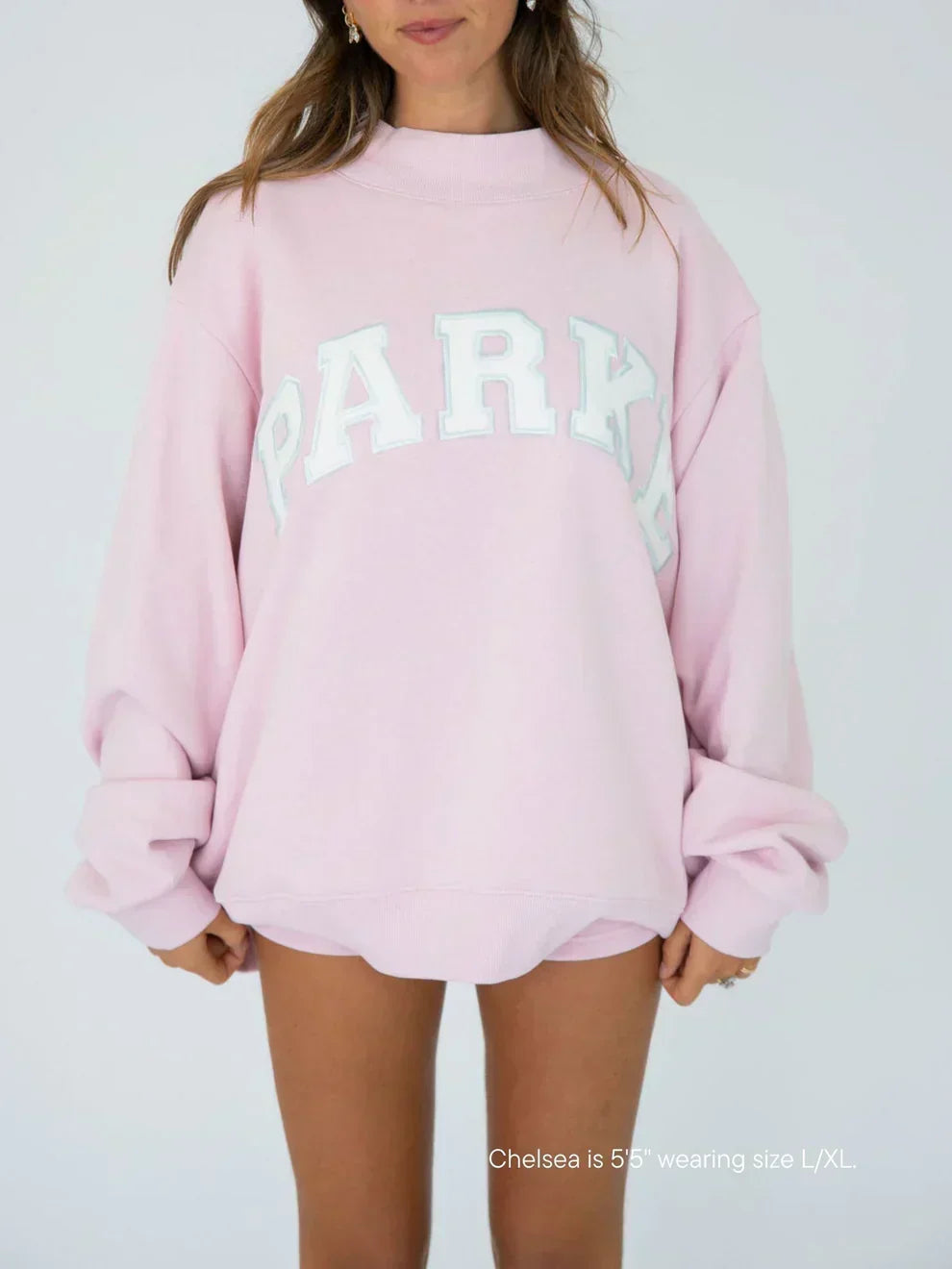 Damen Sweatshirt | Oversized Collegiate Chenille Buchstaben Langarm