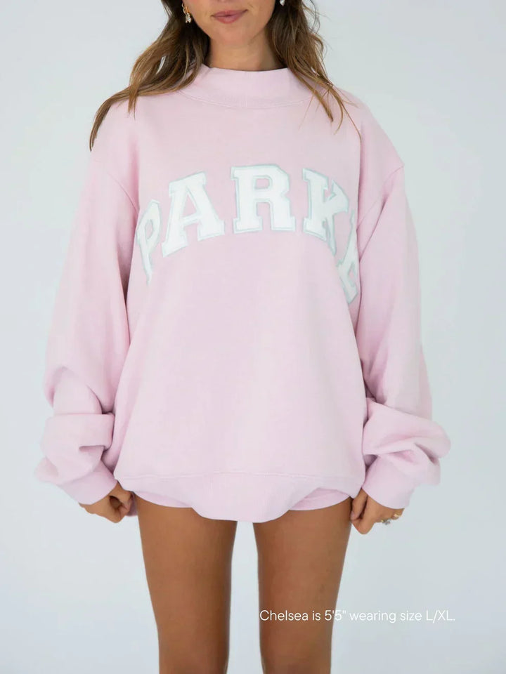 Sweat-shirt femme | Lettres en chenille style université oversize à manches longues