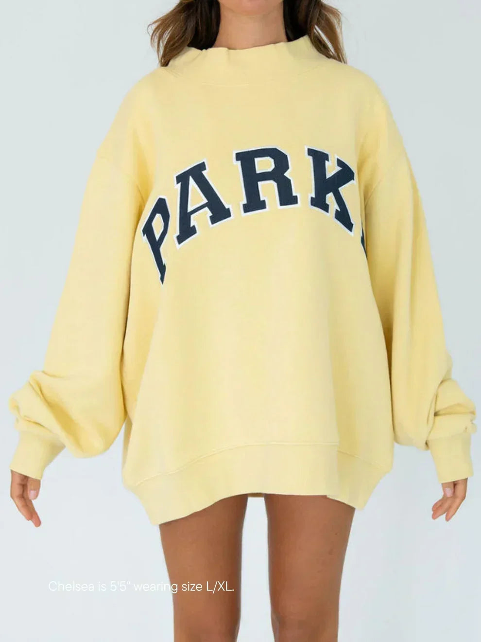 Sweat-shirt femme | Lettres en chenille style université oversize à manches longues