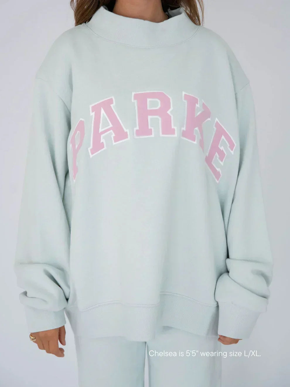 Damen Sweatshirt | Oversized Collegiate Chenille Buchstaben Langarm