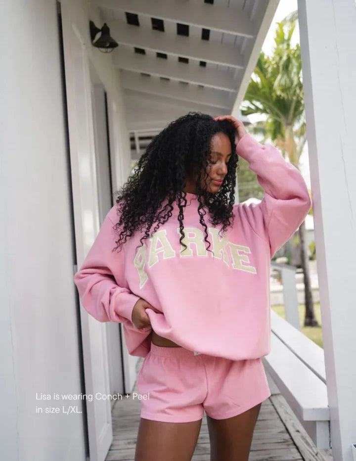 Damen Sweatshirt | Oversized Collegiate Chenille Buchstaben Langarm