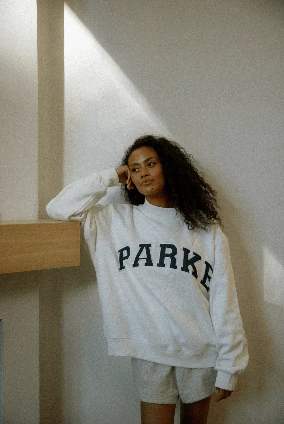 Damen Sweatshirt | Oversized Collegiate Chenille Buchstaben Langarm