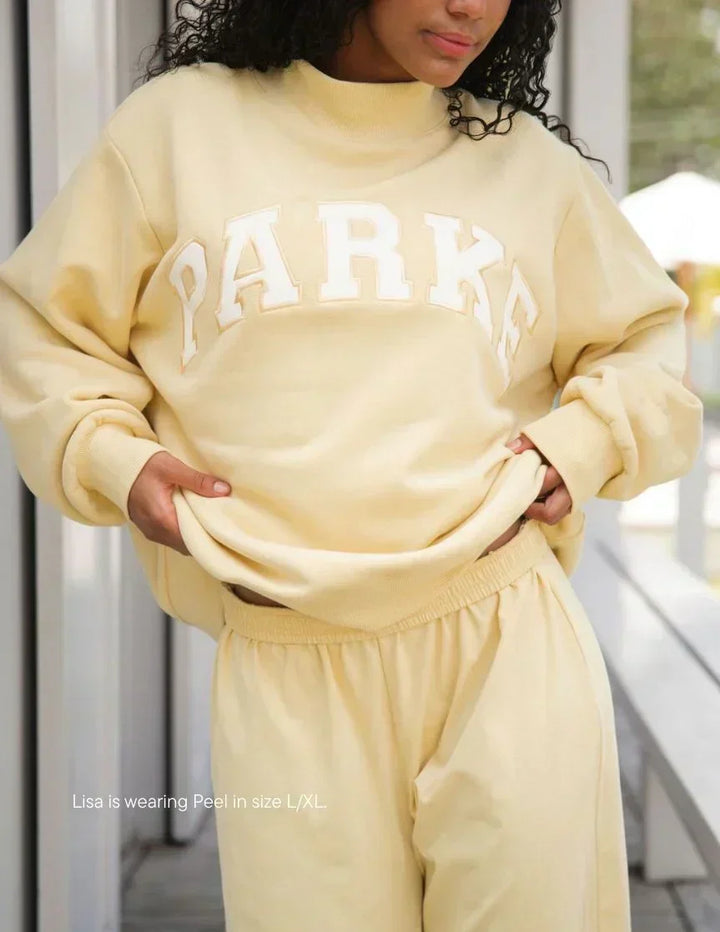 Sweat-shirt femme | Lettres en chenille style université oversize à manches longues