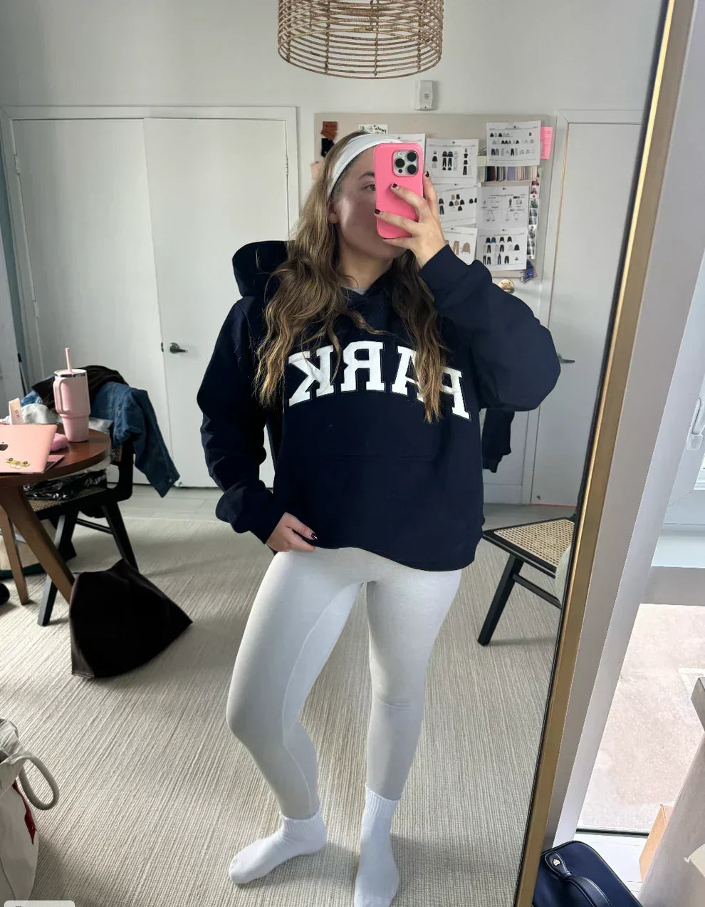 Damen Sweatshirt | Oversized Collegiate Chenille Buchstaben Langarm