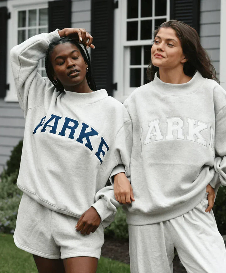 Damen Sweatshirt | Oversized Collegiate Chenille Buchstaben Langarm