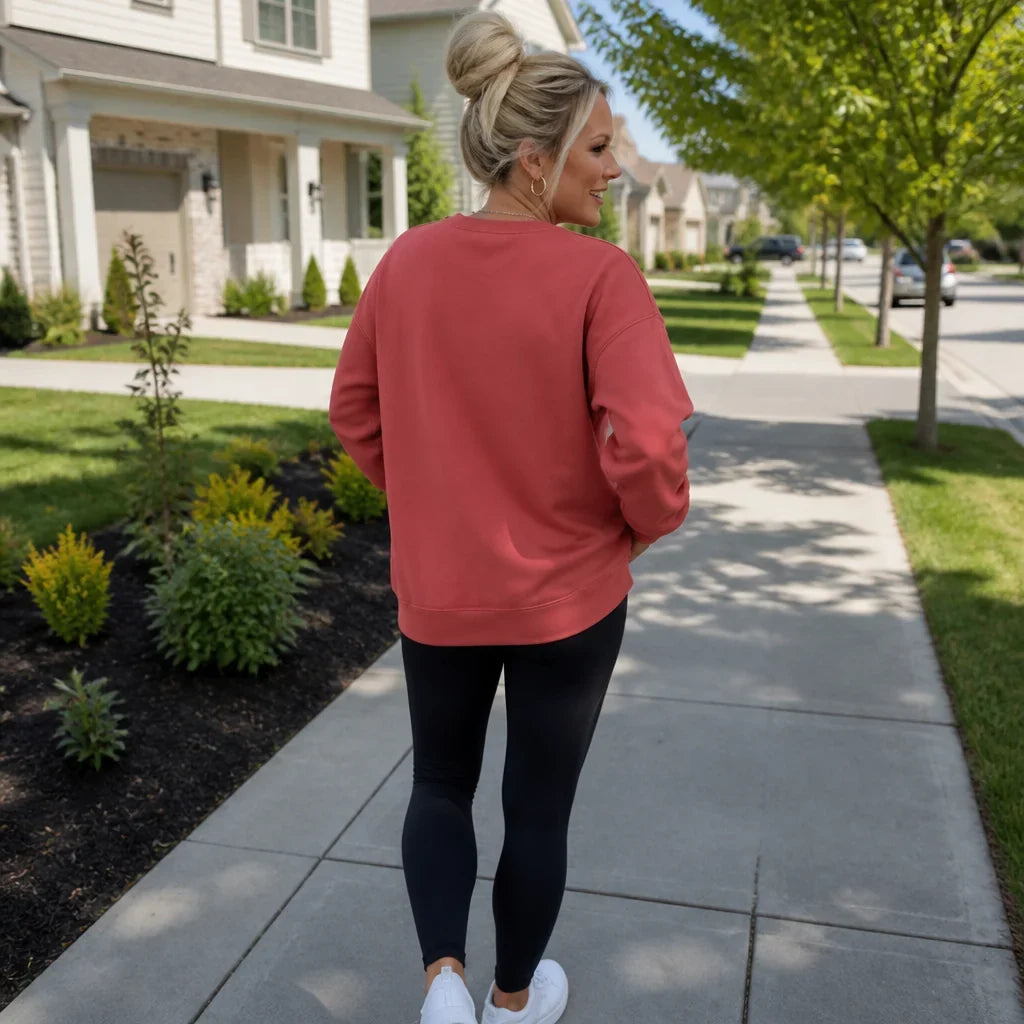 Damen Sweatshirt | Oversized Kapuzen-Taschen Crewneck Langarm