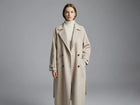 Manteau en laine pour femme | Long manteau croisé à ceinture