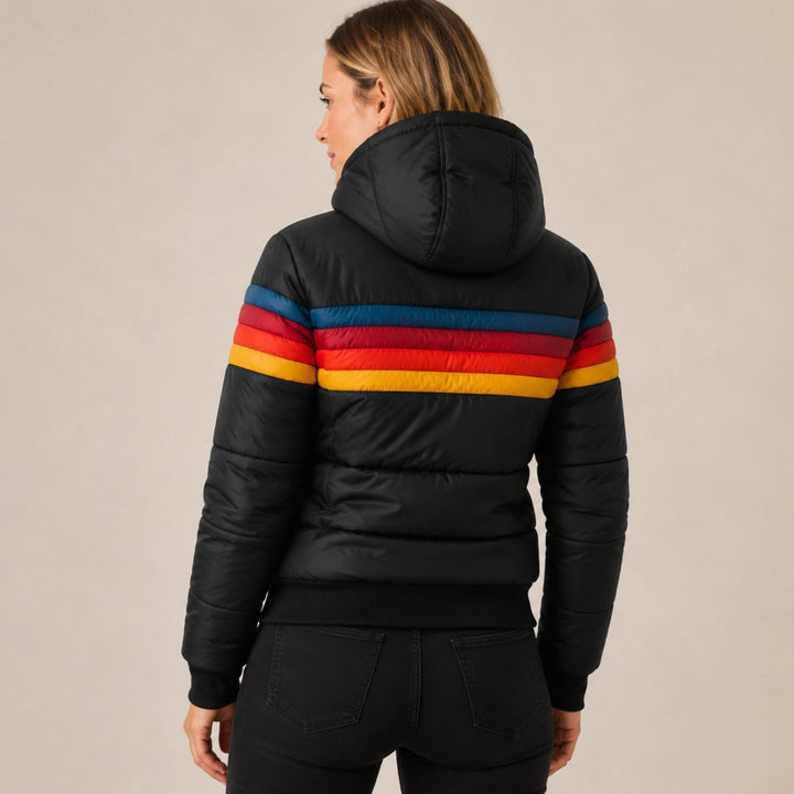Rosie | Damen Wasserfeste Kapuzen Steppjacke mit Streifen