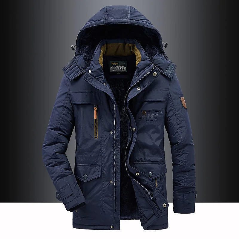 Parka Mi-Long mit Kapuze und Reißverschluss für Herren | Ideal für den Winter